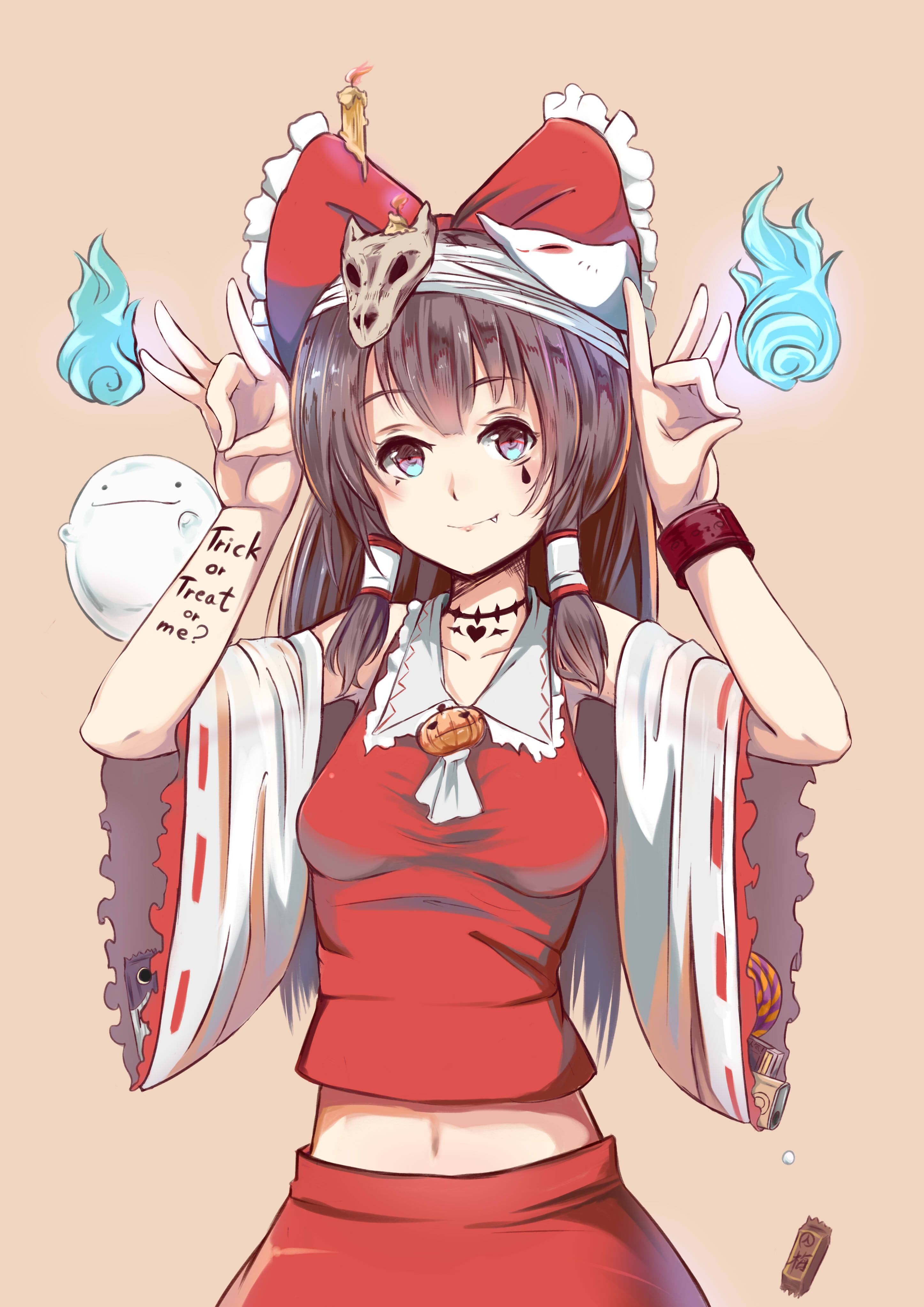 Ase Tou Mi Kaameru Touhou Hakurei Reimu Halloween Tattoo Yande Re